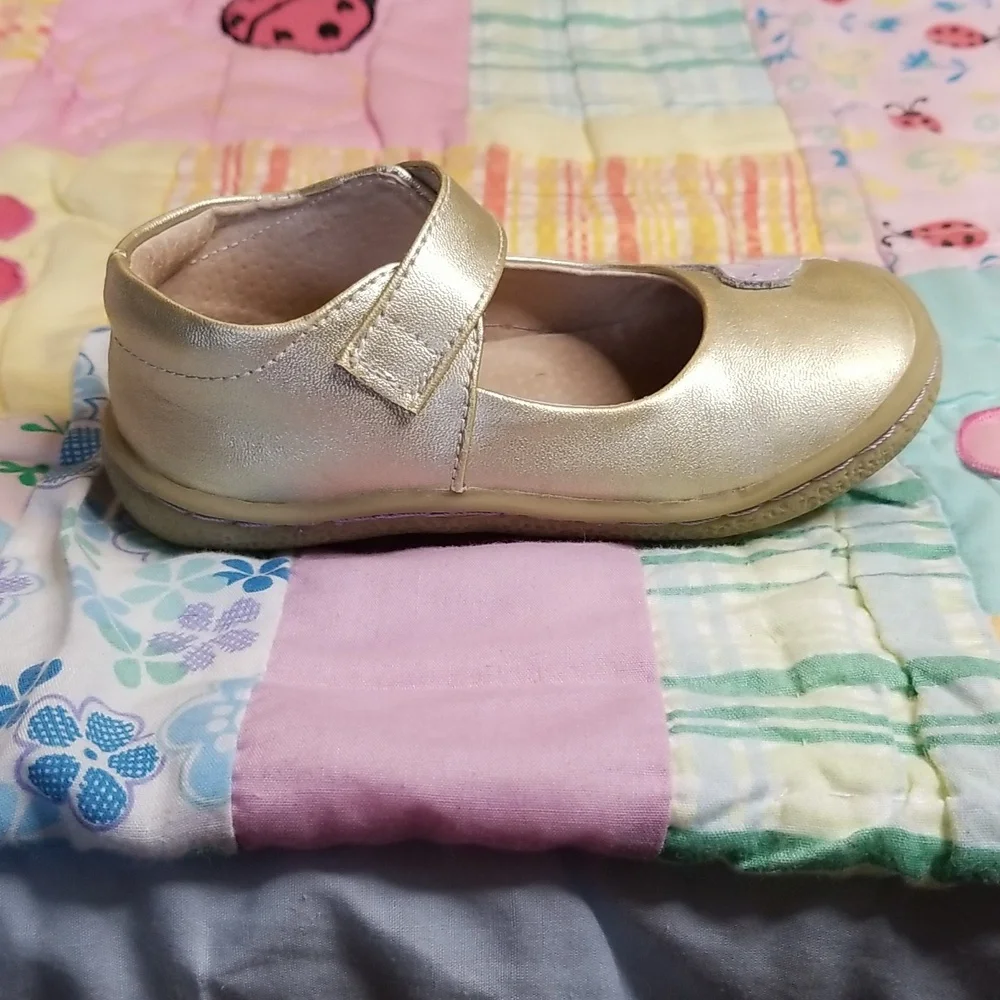 Livie & Luca Gold Metallic Leather  Pio Pio Mary Jane with Purple Bird Size 7 - Picture 4 of 8